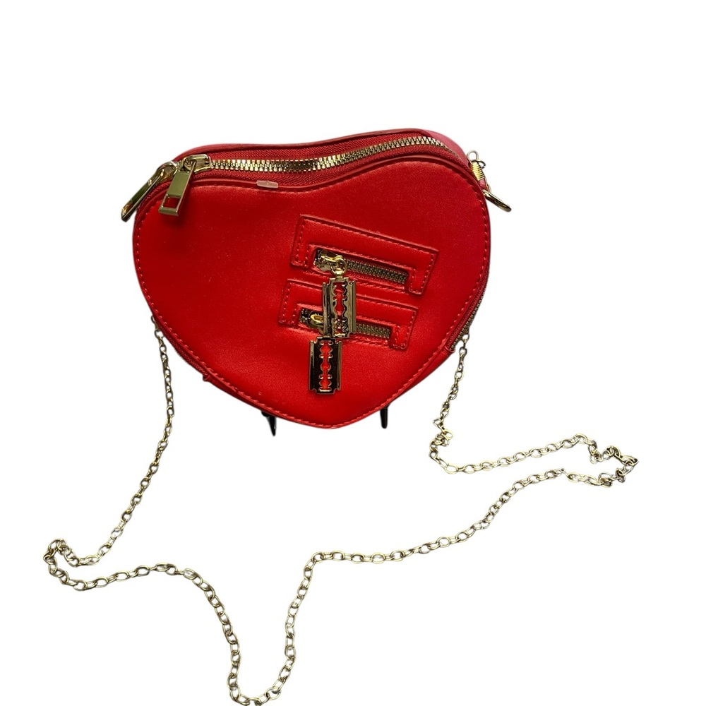 Elegant Red Heart Mini Bag with Gold Chain